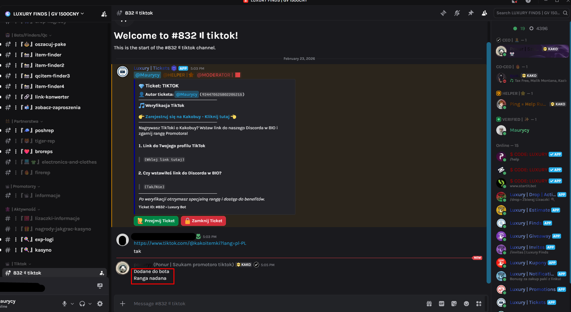 Ranga promotor na Kakobuy Discord